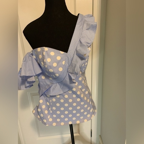 Studio F ladies top in size S. white and Light blue - Picture 6 of 9